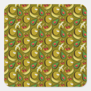 Tropische vruchtenseamless pattern yellow vierkante sticker