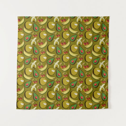 Tropische vruchtenseamless pattern yellow wandkleed (Voorkant)