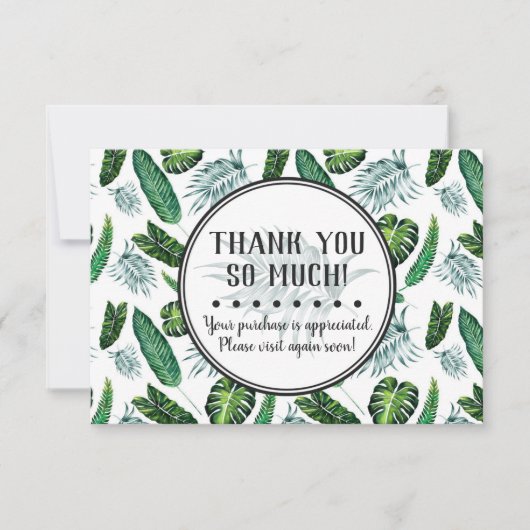 Tropische vulling en palmbladeren Dank je wel Kaart (Voorkant)