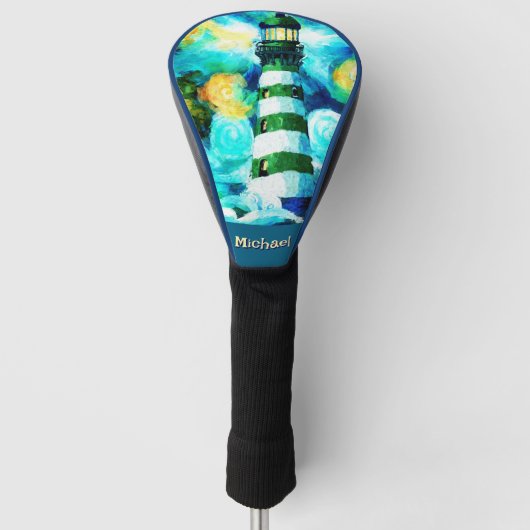 Tropische Vuurtoren Kust Nautisch gepersonaliseerd Golfheadcover (Voorkant)