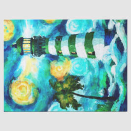 Tropische vuurtoren & palmbomen Decoupage Tissuepapier