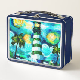 Tropische vuurtoren & palmbomen Groen Blauw Blauwg