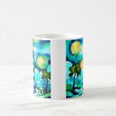 Tropische vuurtoren & palmbomen Impressionistisch Koffiemok (Center)