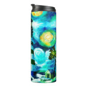 Tropische vuurtoren & palmbomen Impressionistisch Thermosbeker (Geroteerd rechts)