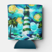 Tropische vuurtoren Palmbomen Kust Nautisch Blikjeskoeler (Achterkant)