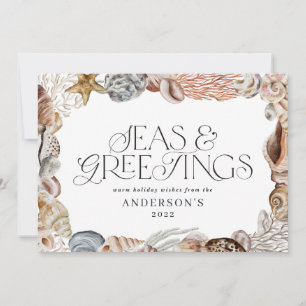 Tropische warme kerstzeeen en groeten moderne tijd feestdagenkaart