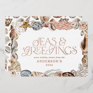 Tropische warme kerstzeeen en groeten moderne tijd folie feestdagenkaart