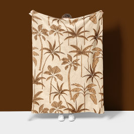 Tropische Warmte: Botanische Palm Zonsondergang Ha Fleece Deken