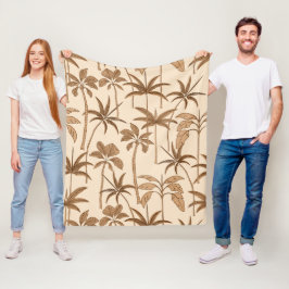 Tropische Warmte: Botanische Palm Zonsondergang Ha Fleece Deken