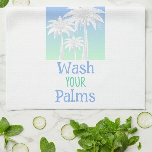 Tropische was uw palmboom strand blauw groen theedoek (Gevouwen)