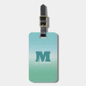 Tropische Wateren Gradiënt Monogram Naam  Bagagelabel (Voorkant verticaal)