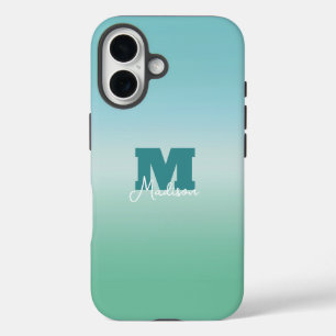 Tropische Wateren Gradiënt Monogram Naam iPhone 16 Hoesje