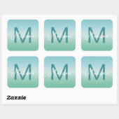 Tropische Wateren Gradiënt Monogram Naam Vierkante Sticker (Vel)