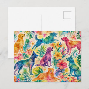Tropische Waterkleur Honden Briefkaart