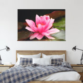 Tropische Waterlelie Bloem Botanisch Ontwerp Canvas Afdruk (Insitu (Slaapkamer))