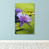 Tropische Waterlelie Bloem Botanisch Ontwerp Canvas Afdruk (Insitu (Houten vloer))