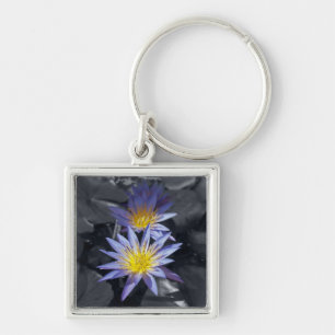 Tropische Waterlelie Bloem Botanisch Ontwerp Sleutelhanger