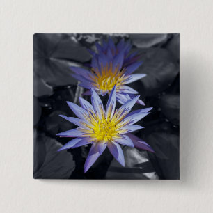 Tropische Waterlelie Bloem Botanisch Ontwerp Vierkante Button 5,1 Cm