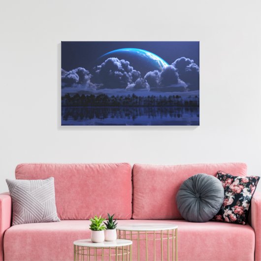 Tropische Waterman (Nacht) Canvas Afdruk (Insitu (Woonkamer))