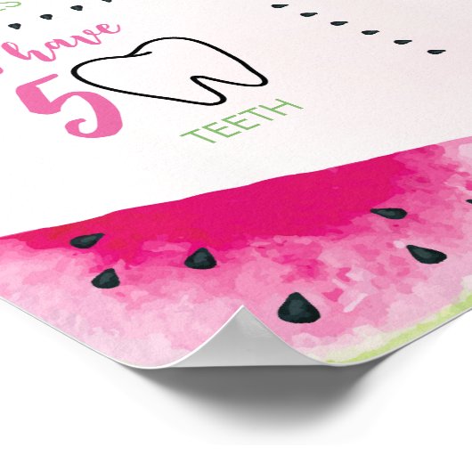 Tropische Watermeloen 1e Verjaardag Mijlpaal teken Poster (Hoek)