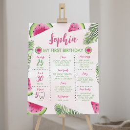Tropische Watermeloen 1e Verjaardag Mijlpaal teken Poster