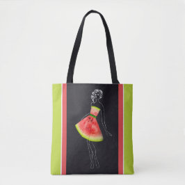 Tropische Watermeloen Chique Line Art Tote Bag