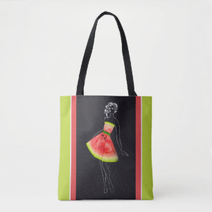 Tropische Watermeloen Chique Line Art Tote Bag