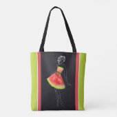 Tropische Watermeloen Chique Line Art Tote Bag (Achterkant)