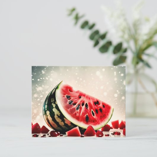Tropische Watermeloen Fruit Slice Briefkaart (Staand voorkant)
