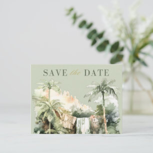 Tropische waterval bruiloft Save the Date Aankondigingskaart