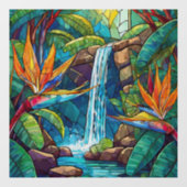 Tropische waterval en BOP Glas in lood kunst Raamsticker (Vel)