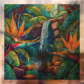 Tropische waterval en BOP Glas in lood kunst Raamsticker (Vel 2)