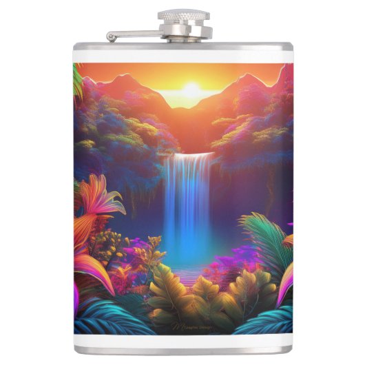 Tropische Waterval Heupfles (Voorkant)