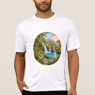 Tropische Waterval Lagune Berg Zonsopgang T-shirt