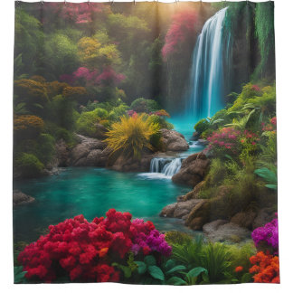 Tropische waterval sereniteit douchegordijn