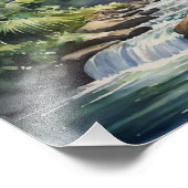 Tropische waterval Waterverf schilderij Foto Afdruk (Hoek)