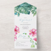 Tropische Waterverf 50ste bruiloft Jubileum All In One Uitnodiging (Binnen)