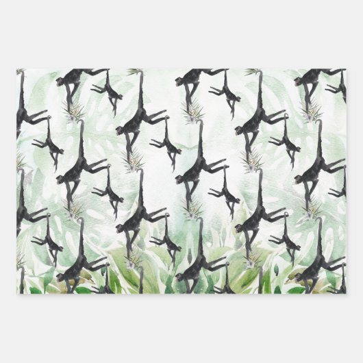 Tropische Waterverf aap Oerwoud Inpakpapier Vel (Voorkant 3)