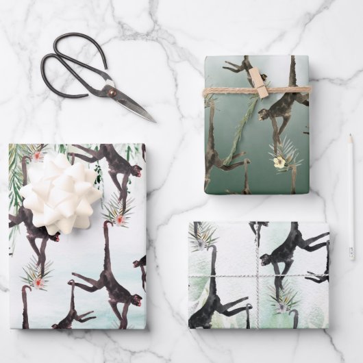 Tropische Waterverf aap Oerwoud Inpakpapier Vel (Voorkant)