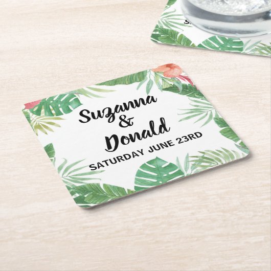 Tropische Waterverf Aloha Onderzetters bruiloft (Schuin)