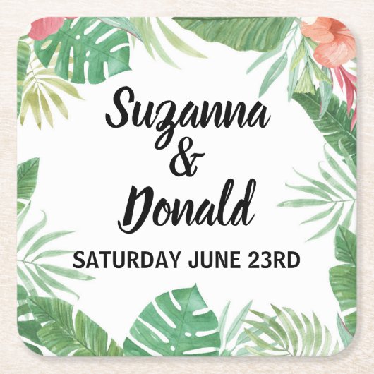 Tropische Waterverf Aloha Onderzetters bruiloft (Voorkant)