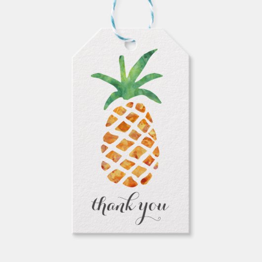 Tropische Waterverf Ananas Dank u Cadeaulabel (Voorkant)
