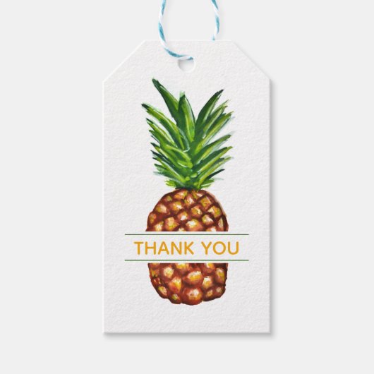 Tropische Waterverf Ananas Dank u Cadeaulabel (Voorkant)