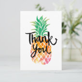 Tropische waterverf Ananas Dank u script Bedankkaart (Staand voorkant)