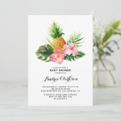Tropische Waterverf Ananas Floral Baby shower Kaart (Staand voorkant)