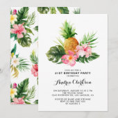 Tropische Waterverf Ananas Floral Birthday Kaart (Voorkant / Achterkant)