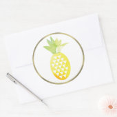 Tropische Waterverf ananas Simulatie Folie Pina Ronde Sticker (Envelop)