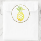 Tropische Waterverf ananas Simulatie Folie Pina Ronde Sticker (Tas)