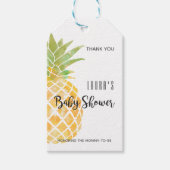 Tropische Waterverf Ananas Stencil Baby shower Cadeaulabel (Voorkant)