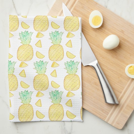 Tropische Waterverf Ananas Theedoek (Quarter Fold)